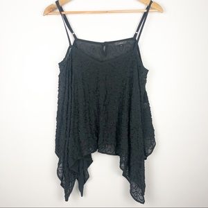 Black asymmetrical beaded tank Sz M